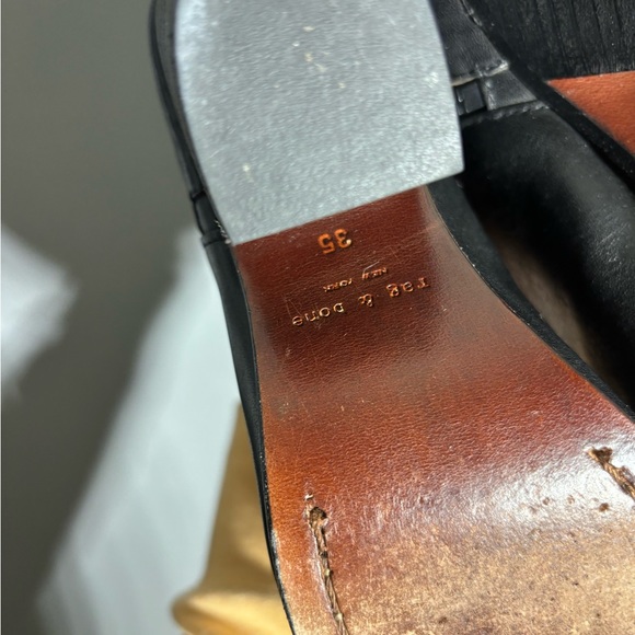 Rag & Bone Margot Black Leather Size Zip Booties Size EU 35 - Picture 4 of 6